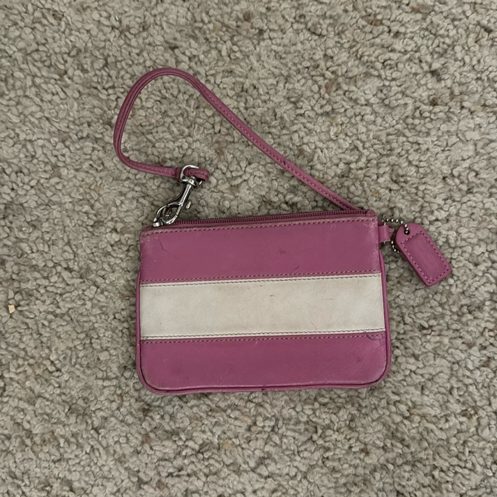 Coach pink and cream wristlet
